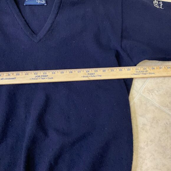 Faldo by Pringle Sweater Mens size L Blue  100% Lambswool V-Neck Jumper Golf - Picture 7 of 10